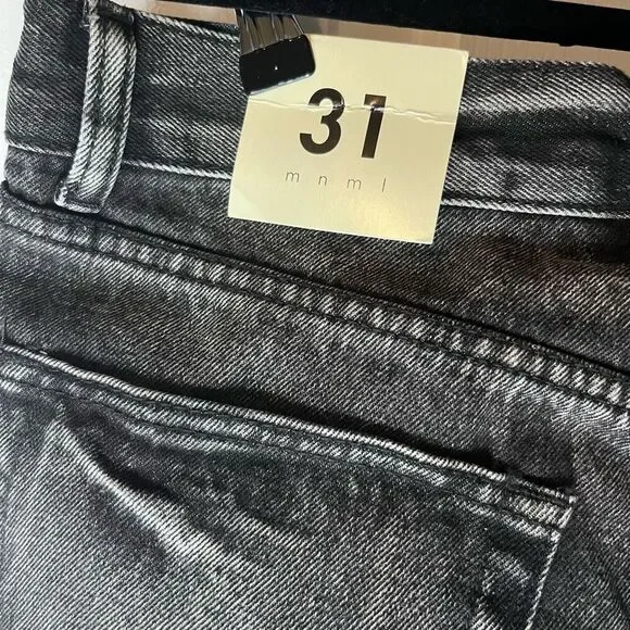 NWT mnml Men's D198 War Straight Denim Size 31 Distressed gray black denim - Picture 6 of 9